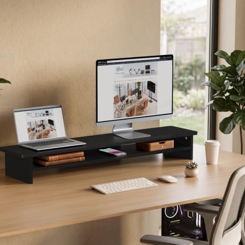 WALI 42 inch Large Wood Dual Monitor Stand Riser with Storage, up to 88lbs - Image 6