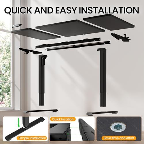 Veken 63"x28" Wider Large Standing Desk, Electric Height Adjustable, Black - Image 4