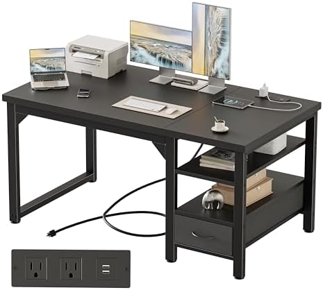Mericonia 48" Computer Desk with Drawer, 1.2" Thick Reversible Office Desk by MERICONIA