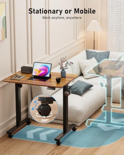 32" Small Rolling Electric Standing Desk Adjustable Height for Home Office - Image 4