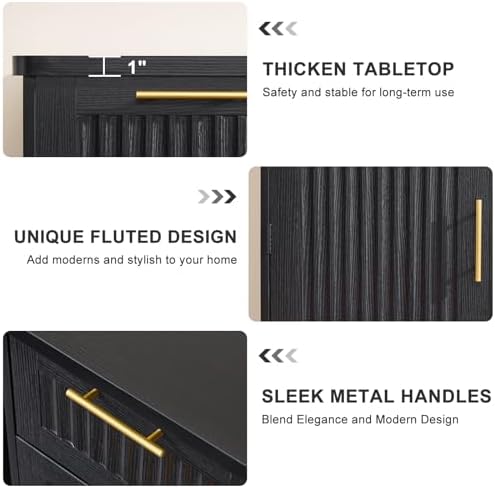 Okvnbjk Mini Fridge Cabinet with Storage & Power Outlet, Black - Image 3