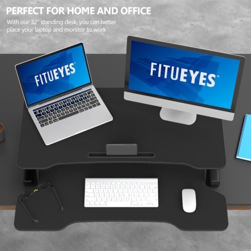 FITUEYES Height Adjustable Standing Desk 32” Wide Sit to Stand Converter - Image 3