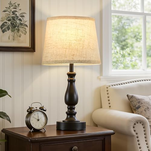 EJIAXIN Table Lamp Set of 2-19" Small Bedside Lamps Modern Lamp for Bedroom Living Room Lamps for Night Stands - Desk Lamps for Home Office End Tables Nightstand Lamps with Beige Linen Shades - Image 3