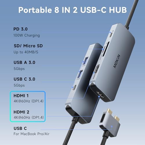 Docking Station for MacBook Pro Air,MOKiN USBC Docking Station Dual Monitor - Image 3