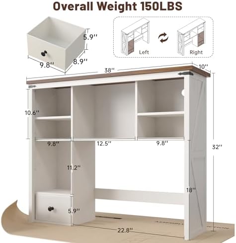 EnHomee Desktop Bookshelf, Computer Up to 27”, Adjustable Storage Shelf - Image 2