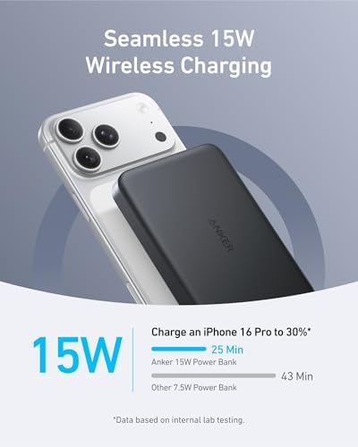Anker MagGo Power Bank, 10,000mAh Qi2-Certified 15W Portable Charger - Image 3
