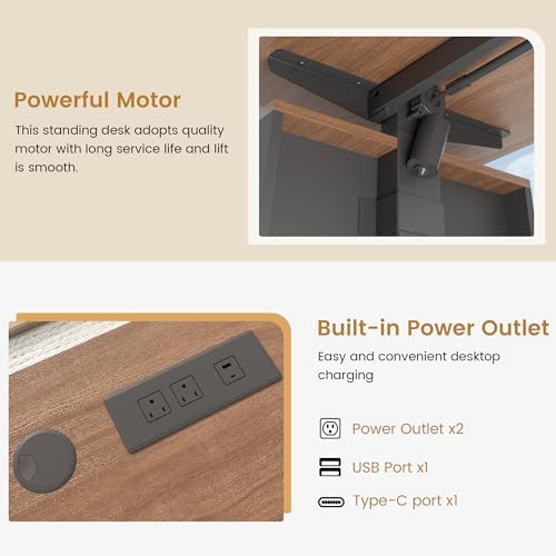 JOMEED 63" L Shaped Executive Standing Desk with Drawers,Brown and Black - Image 6