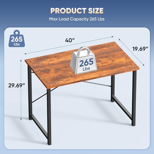 DUMOS 40 Inch Small Computer Desk, Gaming Desks for Home Office Bedroom - Image 3