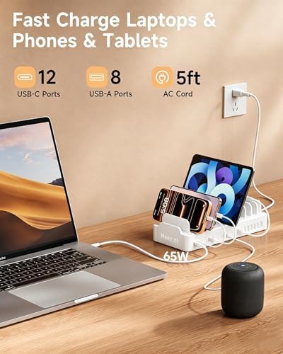 20-Port 600W Moezuti Charging Station for Multiple Devices with 10 Cables - Image 2