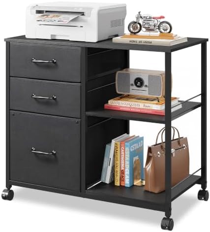 DEVAISE 3 Drawer Mobile File Cabinet, Fabric Lateral Filing Cabinet by DEVAISE