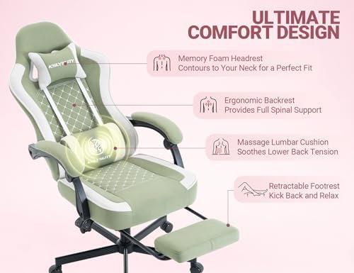 Mistpeople Gaming Chair, Ergonomic High Back Computer Chair with Footrest, Lumbar Support & Pocket Spring Cushion, Comfortable Swivel Home Office Desk Chair for Adults - Image 5