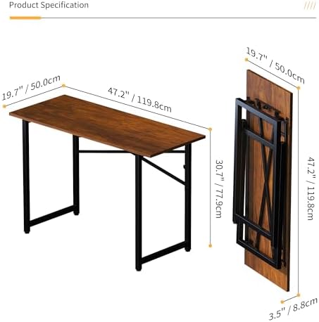 Lutown-Teen 47 inch Folding Desk No Assembly Required, Mahogany - Image 3