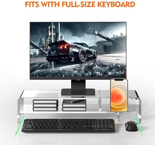 BEYGORM Acrylic Monitor Stand for Full Keyboard, 20" Wide 2-Tier - Image 5