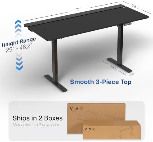 VIVO Black 71 x 30 in Standing Desk, DESK-KIT-1B6-P3B-71 - Image 3
