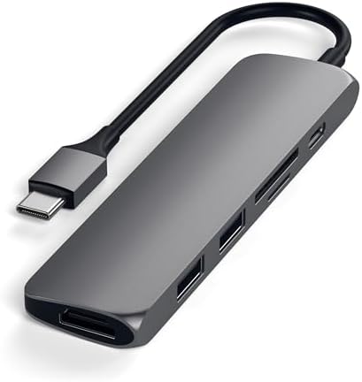 Satechi USB C Hub Slim Multiport Adapter V2 with 60W USB C PD, 4K HDMI (60Hz), Micro/SD Card Readers, USB 3.0, for MacBook Air/Pro M5/M4, iPad Air/Pro M5/M4, Mac mini, iMac - Space Gray - Image 4
