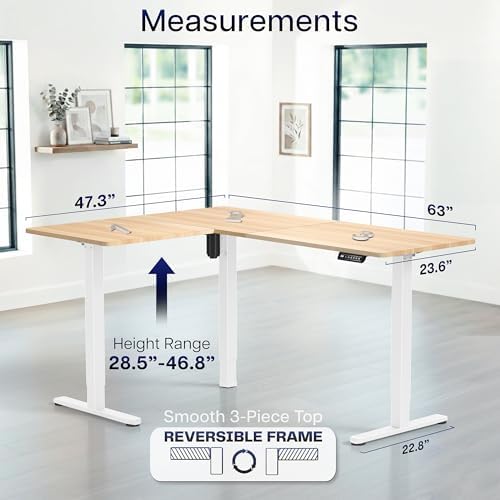 VIVO Light Wood 63 x 47 in Corner Standing Desk, DESK-E3CTWC-47 - Image 5