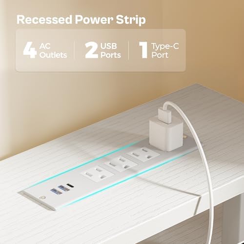 Huuger 47 inch Computer Desk with Power Outlets & 4 Drawers - Image 5