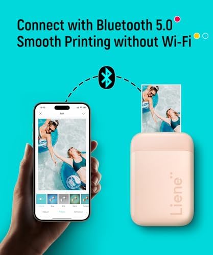 Liene Pearl K100 Photo Printer, 2x3 Mini Instant Portable Color Mono Picture Printer 50 Zink Adhesive Paper, Bluetooth 5.2, Compatible w/iOS & Android, Small Photo Maker for iPhone, Smartphones, Pink - Image 6