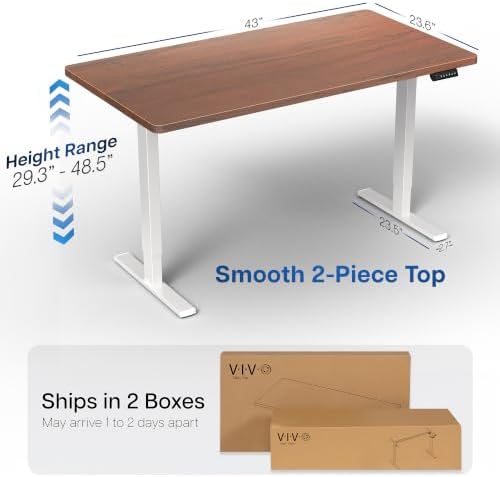 VIVO Dark Walnut 43 x 24 in Standing Desk, DESK-KIT-1W4D - Image 3