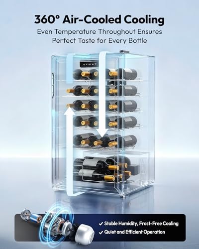 EUHOMY 25 bottle Wine Cooler Refrigerator, Wine Fridge Glass Door, Silver - Image 4