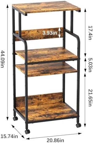 Arbuxzuy 4 Tier Printer Stand with Storage Shelf, Large Tall Printer Cart with Wheels, Mobile Printer Table for Home Office, Adjustable Stands for Heat Press Scanner Fax (Brown) - Image 4