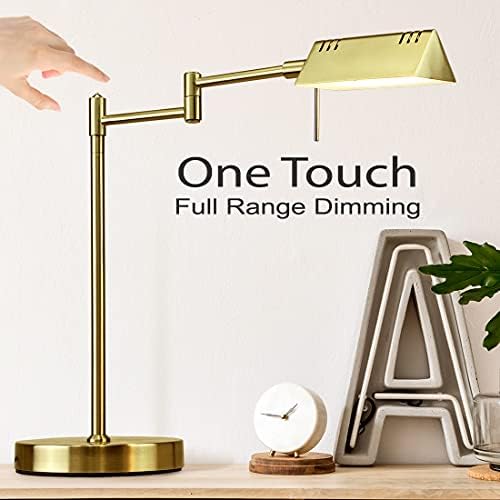 O'Bright LED Pharmacy Table Lamp, Full Range Dimming, 12W LED, 360 Degree Swing Arms, Desk, Reading, Craft, Work Lamp, ETL Tested, Antique Brass (Gold) - Image 2