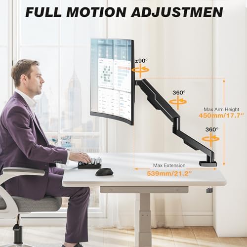 5Rcom Single Monitor Arm for 13-35 Inch Computer Screens - Image 3