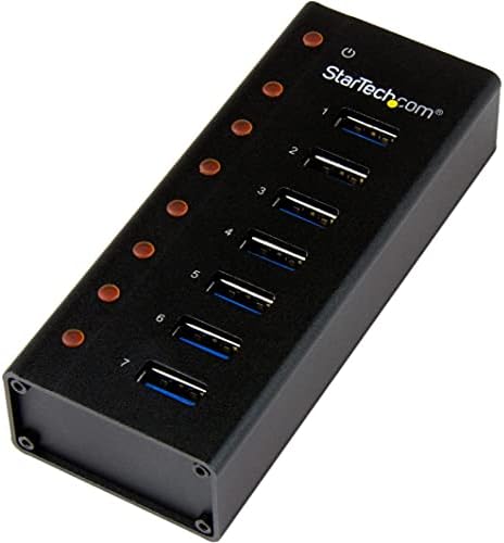 StarTech.com 7 Port USB 3.0 Hub (5 Gbps) - Metal Enclosure - Desktop or Wall Mountable - Rugged & industrial Powered USB Expander and Splitter Hub (ST7300U3M) by StarTech