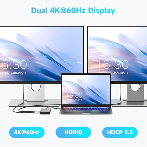 RSHTECH 7-in-1 USB C Hub 2 HDMI 4K@60Hz, Docking Station Dual Monitor - Image 3