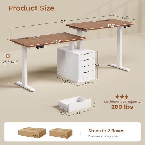 SEDETA Standing Two Person Desk with 4 Drawers, 2 Power Outlets, CPU Stand - Image 2