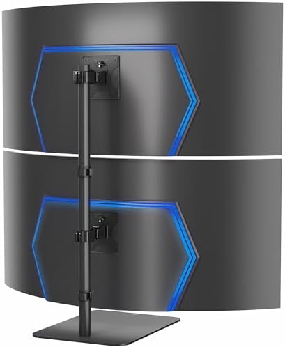 VIVO Freestanding Dual Vertically Stacked Ultra-Wide Monitor Desk Stand, Extra Tall Heavy Duty Adjustable Mount for 2 Ultrawide Screens up to 45 inches, 25 lbs Per Screen Capacity, Black, STAND-V200L by VIVO