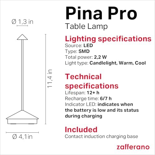 Zafferano, Pina Pro, Rechargeable Cordless Lamp, Black - Image 4