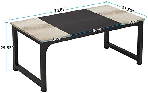 LITTLE TREE 70.8 Inch X-Large Executive Computer Office Desk, Grey+Black - Image 6