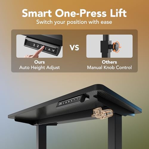 HUANUO 48x24 Inch Electric Standing Desk, Adjustable, Carbon Fiber Black - Image 4