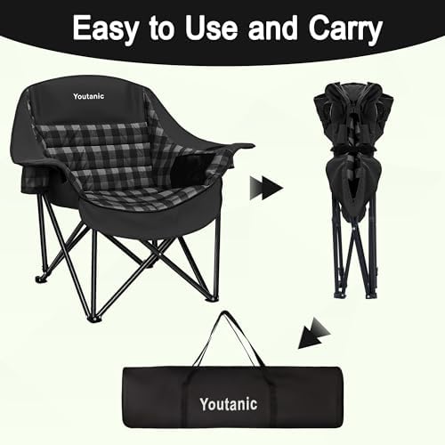 Youtanic Oversized Large Padded Camping Chair, 400 lbs Foldable Lawn Chair - Image 5