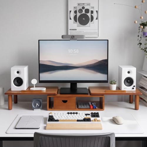 Dual Monitor Stand Riser with Drawer for Desk Laptop - Image 6