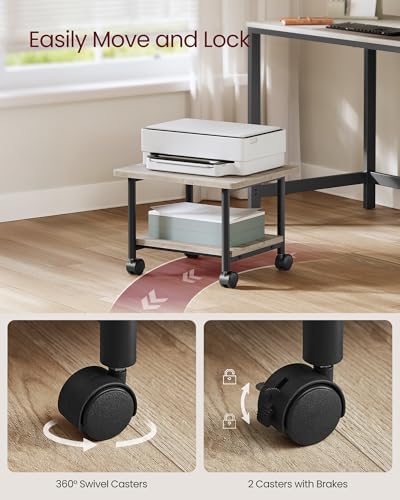 VASAGLE 2-Tier Printer Stand with Locking Wheels, Under Desk Printer Table - Image 5