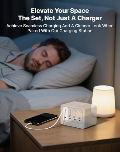 Gitryin 1 Micro USB, 1 Lightning, 2 Type-C Retractable Wall Chargers and 1 Power Strip, 12-in-1 Modular Charging Station - Image 7