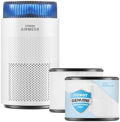 COWAY Airmega 100 Air Purifier Bundle with 2-Year Filter Supply (1 Pre-installed + 1 Extra), HEPA for Smoke, Allergies, PM 10 Sensor, Auto Mode, ENERGY STAR, 2yr Warranty, White by Coway