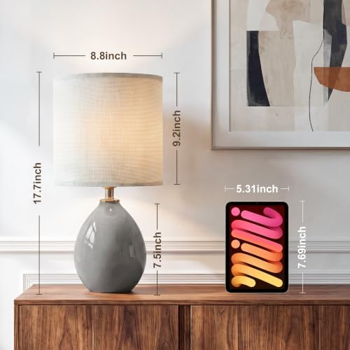 Dawnwake 17.7" Ceramic Table Lamps Set of 2 for Living Room Bedroom, Grey - Image 6