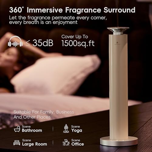 Wireless Rechargeable Hotel Scent Diffuser Kit - 1500 Sq Ft Coverage, Alloy Atomization System,App Control,Waterless Oil Diffuser, Including 5×15ml Essential Oils, for Home,Large Room,Spa, Cream - Image 6
