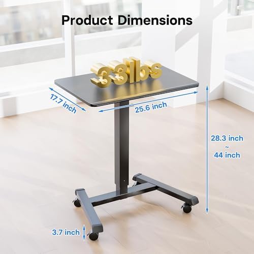 BONTEC Mobile Standing Desk Adjustable Height,Rolling Laptop Cart with Hook - Image 2