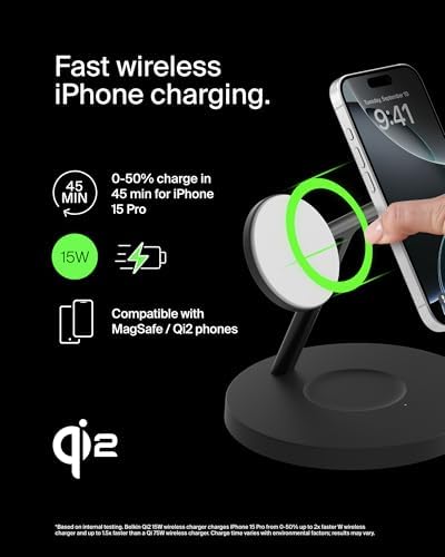 Belkin Qi2 15W Wireless Charging Station, 3 in 1 iPhone Charger, (Pack of 6) - Image 3