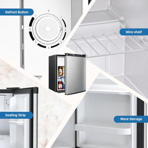 Antarctic Star Compact Refrigerator Mini Fridge with Single Reversible Door,Wire Shelf,Defrost Button, for Bedroom/Office/Dorm,1.3 Cu. Ft,Steel - Image 5