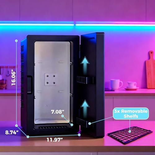 Mini Fridge, Dimmable Gaming Light Wine Fridge with Remote Control (Black) - Image 6