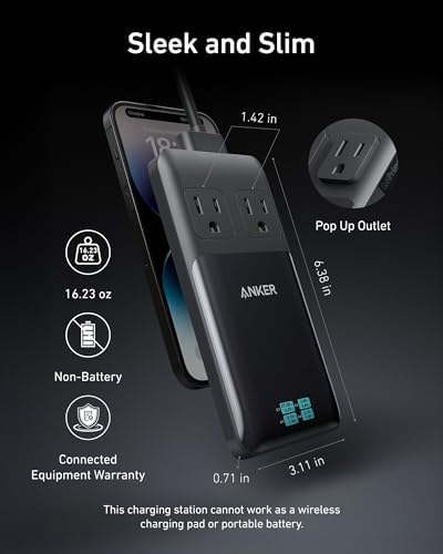 Anker Prime Charging Station, 140W 6-in-1 Travel Power Strip, 2 USB C - Image 4