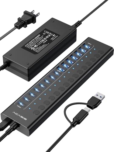 ACASIS 16 Ports Powered USB 3.2 Hub (8 USB-A 3.2 +8 USB-C 3.2), 10Gbps by ACASIS