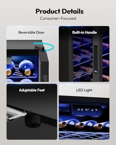 EUHOMY 25 bottle Wine Cooler Refrigerator, Wine Fridge Glass Door, Black - Image 5
