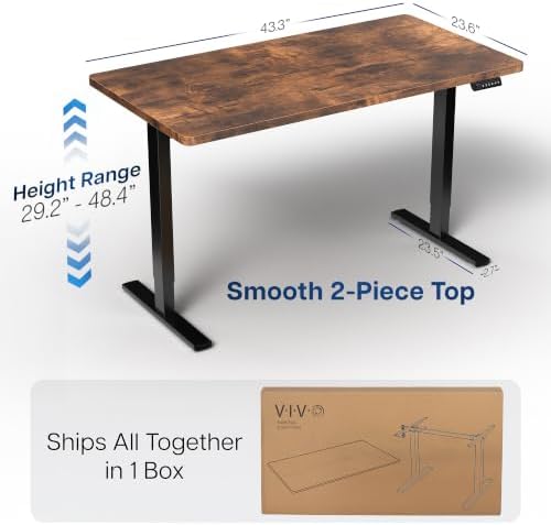 VIVO Rustic Vintage Brown 43 x 24 in Standing Desk, DESK-1B4N - Image 3