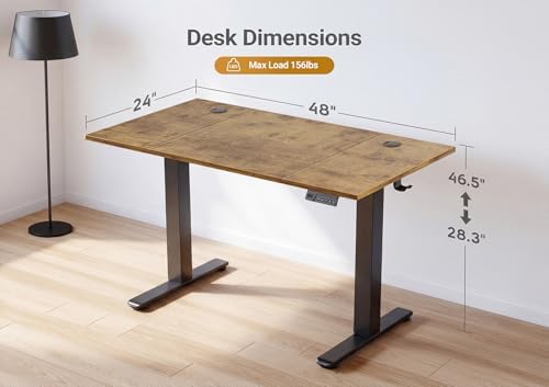 YDN Electric Standing Desk, 48x24 Inch, Rustic Brown - Image 3